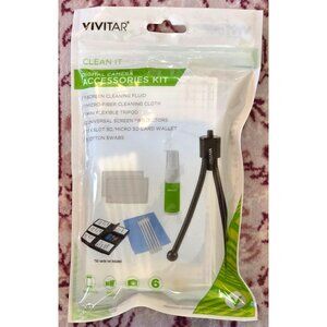 Vivitar Digital Camera Accessories Kit -Cleaning Fluid, Microfiber Cloth, Tripod